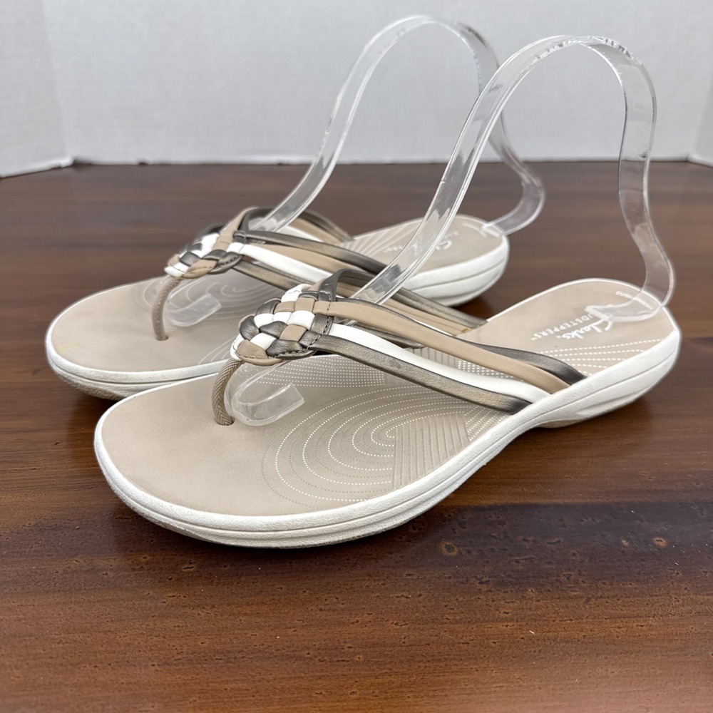 Women's Clarks Cloudsteppers Breeze Coral Thong‎ Sandal Size 11 - Picture 4 of 9